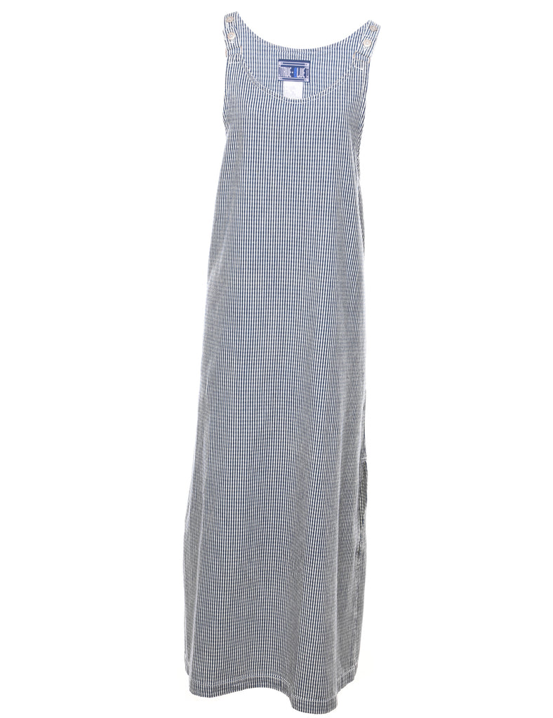 Striped Pinafore Style Maxi Dress - L