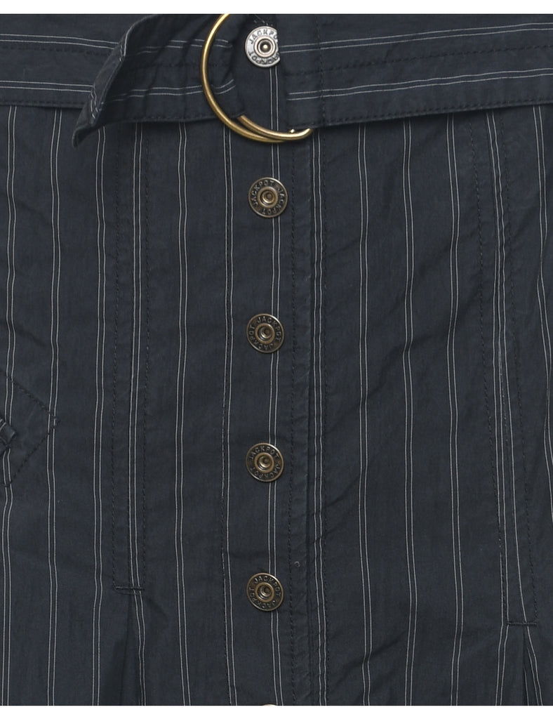 Striped Pleated Skirt - L