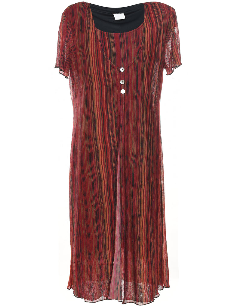 Striped Shift Dress - L