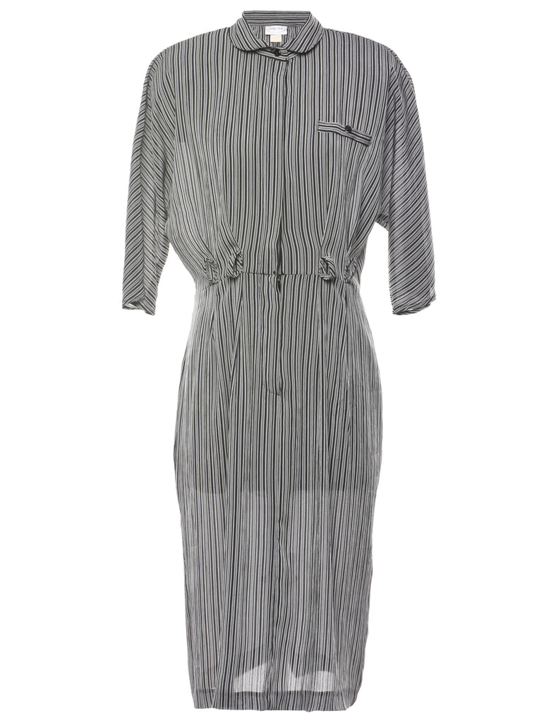 Striped Shirt Dress - L
