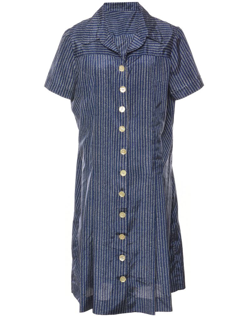Striped Shirt Dress - L