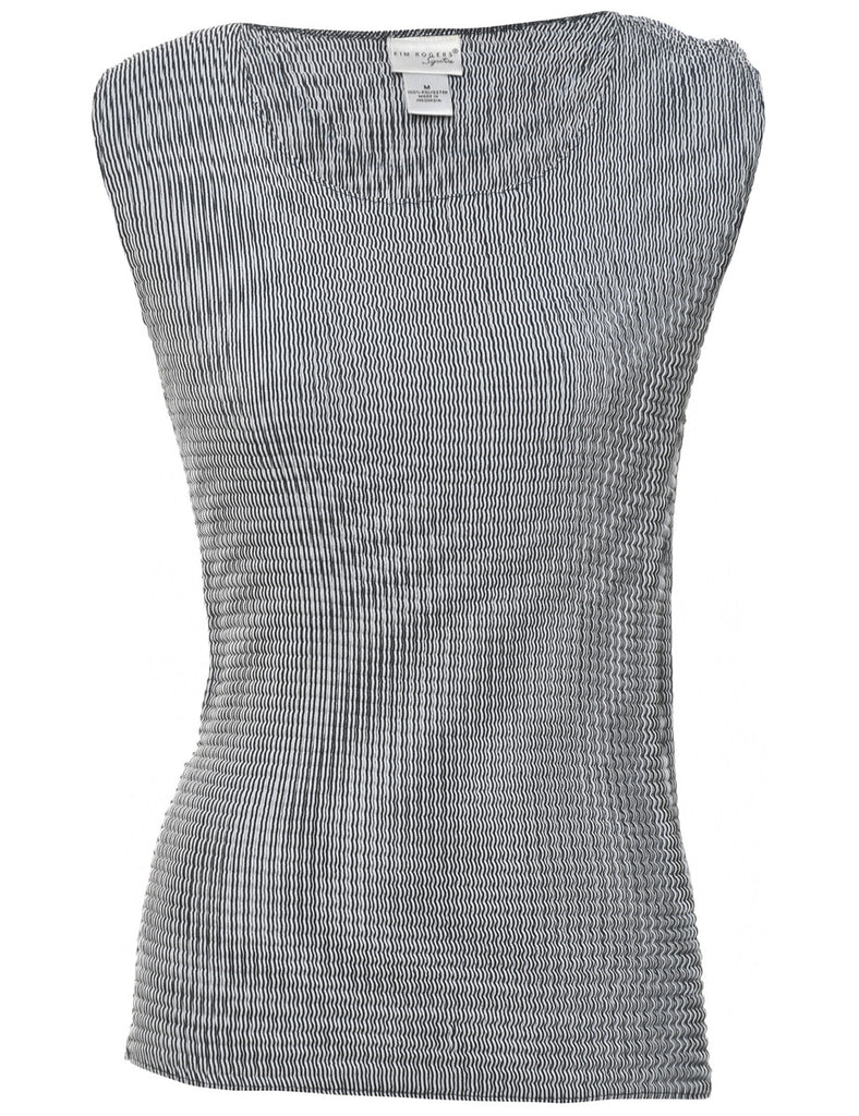 Striped Strechy Black Top - M