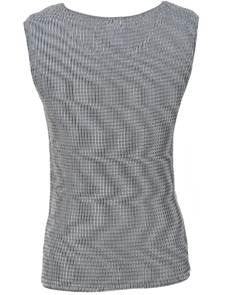 Striped Strechy Black Top - M