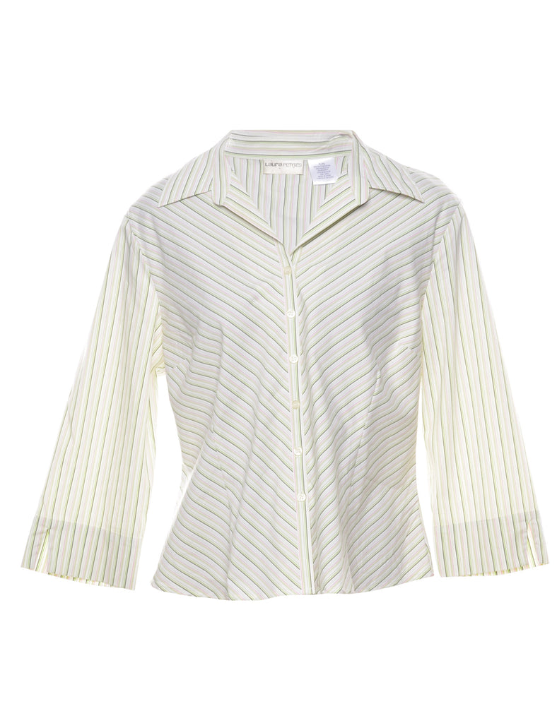 Striped Y2K Office Blouse - M