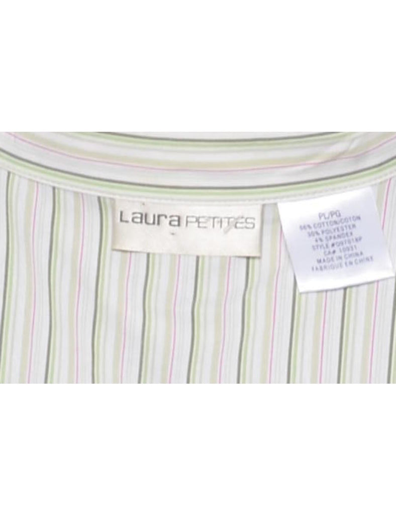 Striped Y2K Office Blouse - M