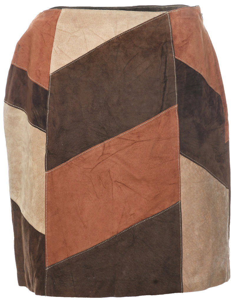 Suede Patchwork Pencil Skirt - S