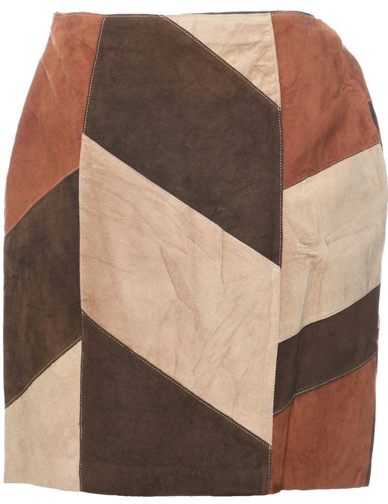 Suede Patchwork Pencil Skirt - S