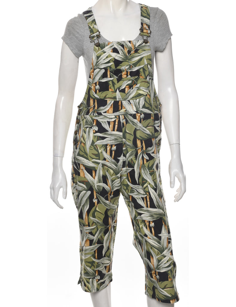 Tapered Foliage Cropped Dungarees - W35 L18