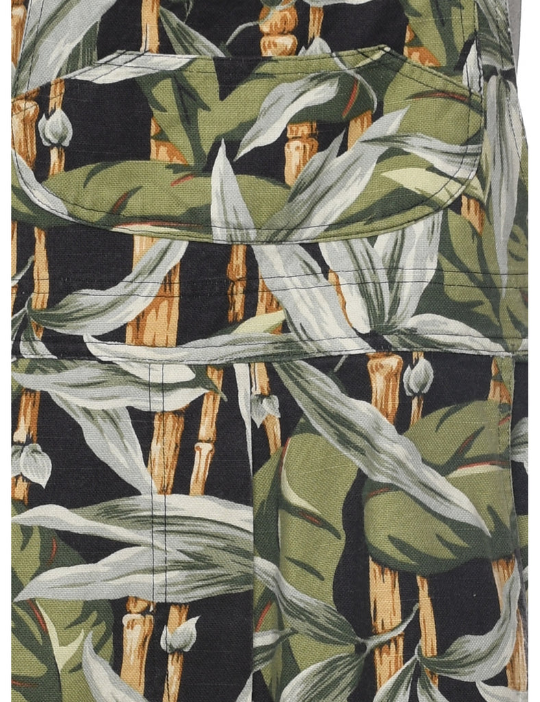 Tapered Foliage Cropped Dungarees - W35 L18