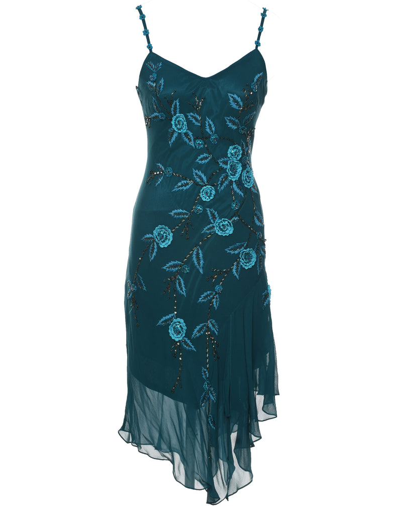 Teal Asymmetric Party Dress - S