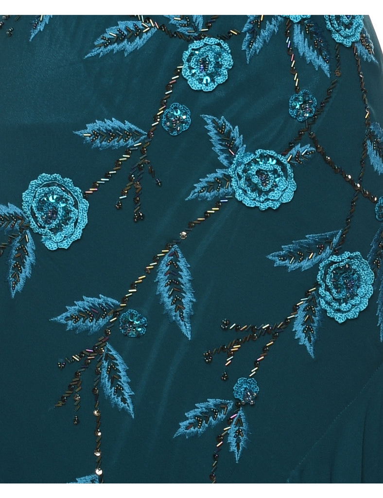 Teal Asymmetric Party Dress - S