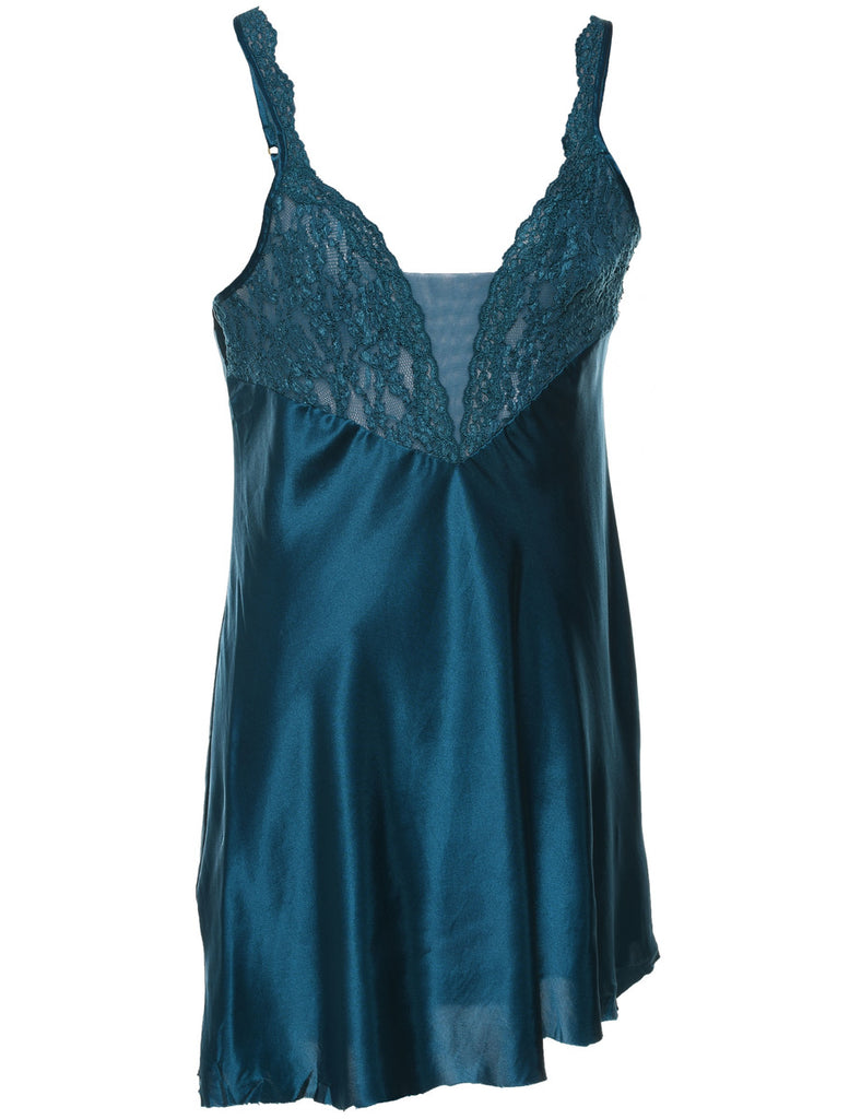 Teal Lace Trim Strappy Cami Top - M