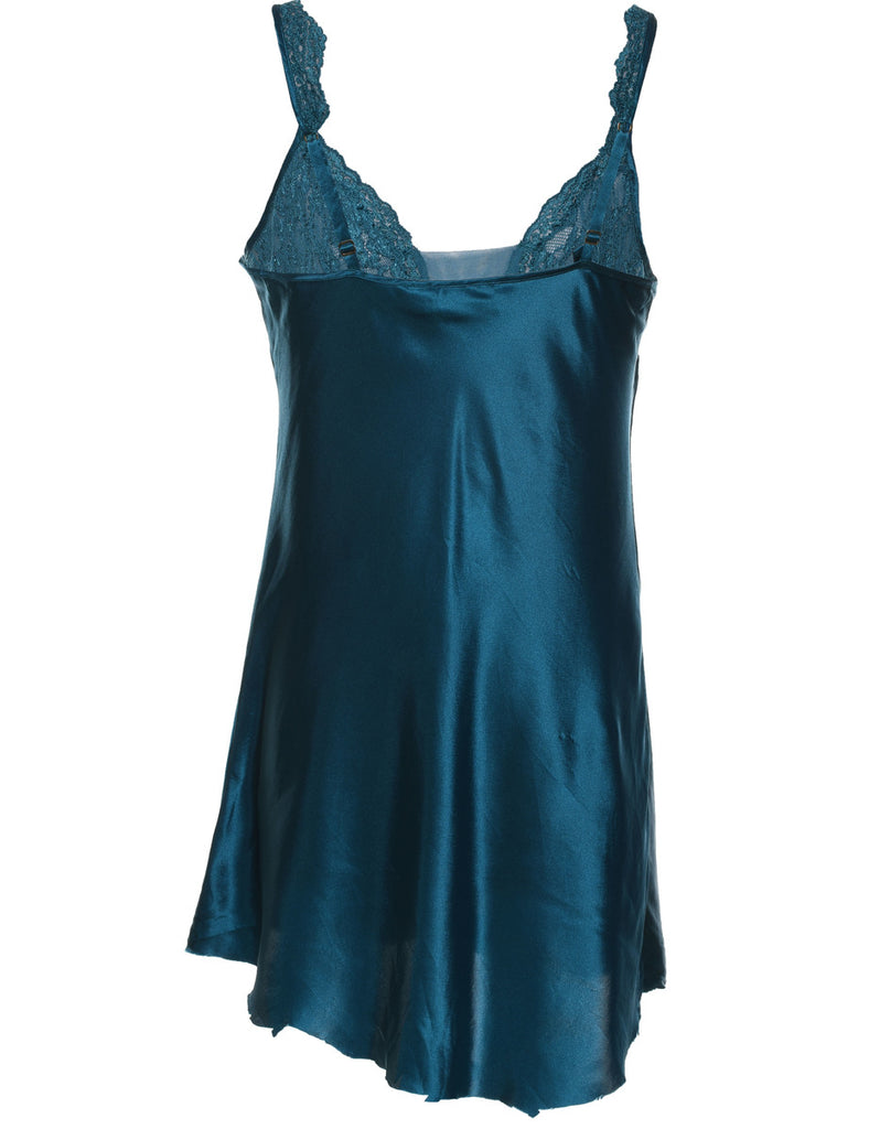 Teal Lace Trim Strappy Cami Top - M