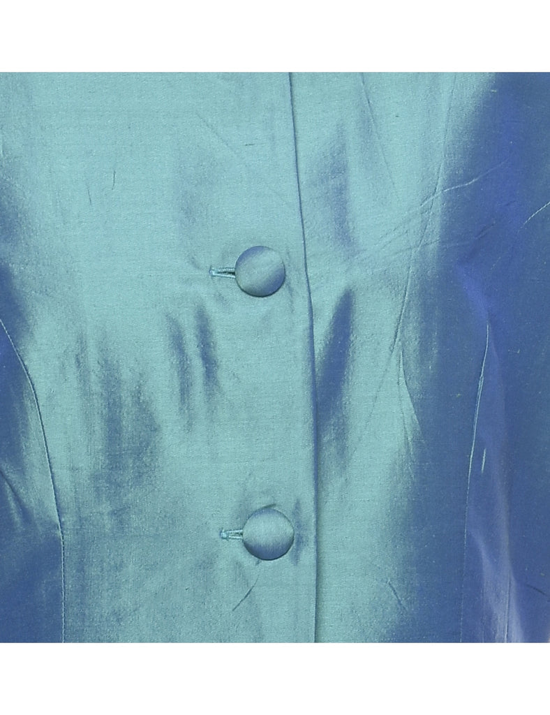 Teal Metallic 1980s Evening Jacket - M