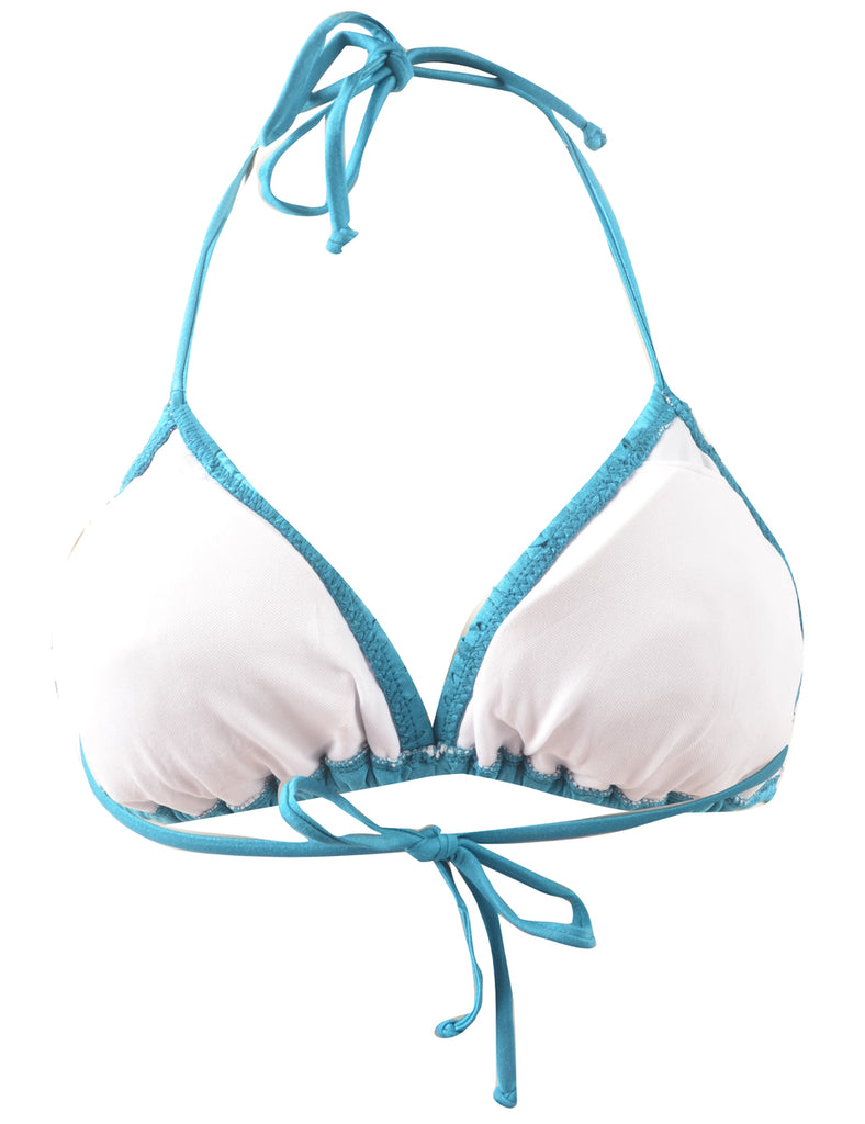 Teal Ruffled Y2K Bikini Top - M