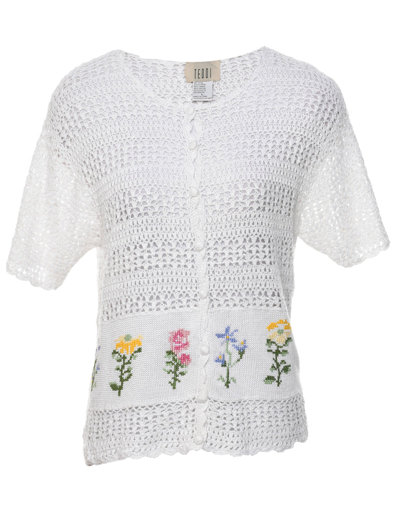 Teddi Floral Knit Cardigan - L