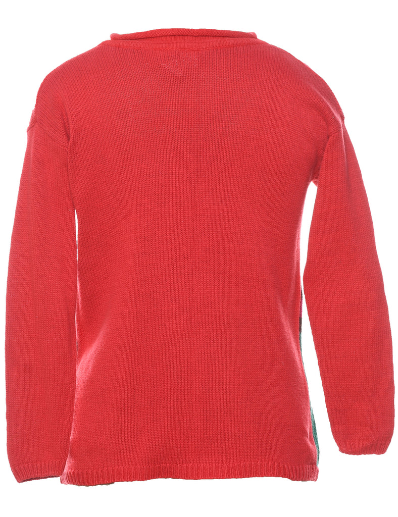 Teddy Bear Print Christmas Jumper - M