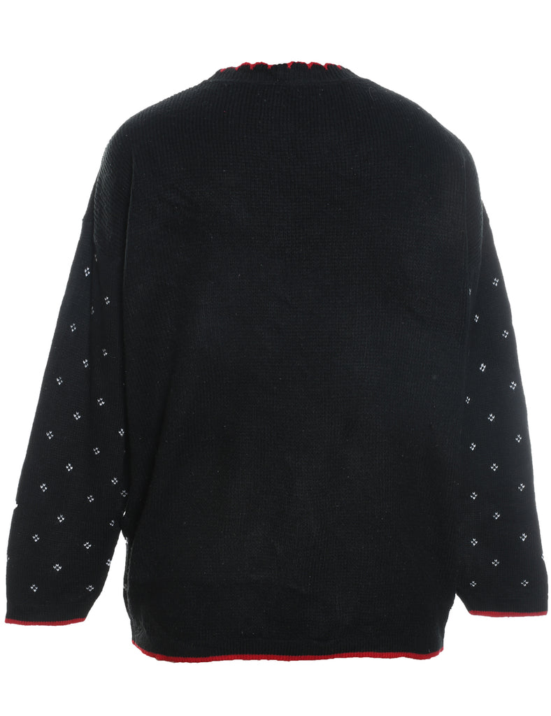 Teddy Bear Print Christmas Jumper - M