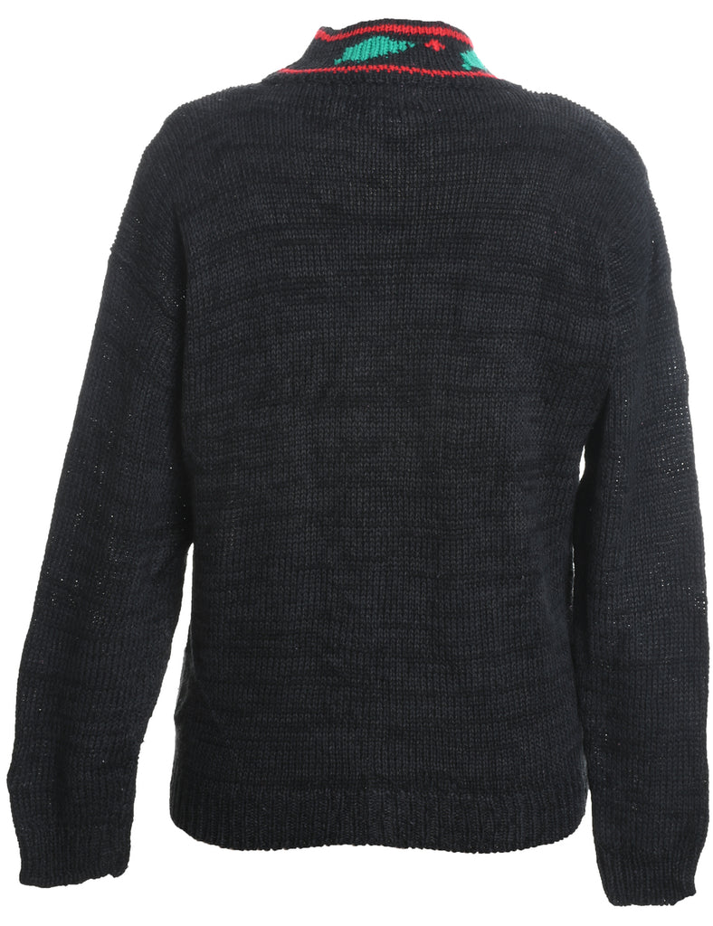 Teddy Bear Print Christmas Jumper - M