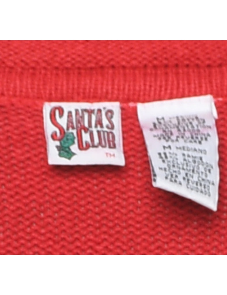 Teddy Bear Print Christmas Jumper - M