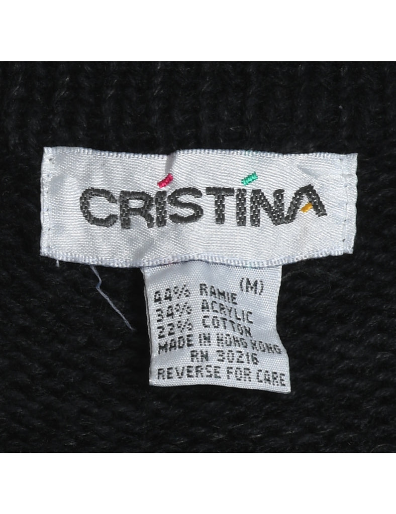 Teddy Bear Print Christmas Jumper - M