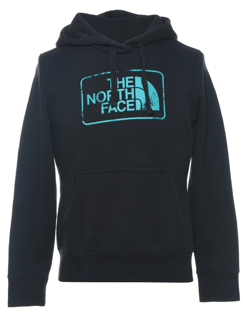 The North Face Printed Black & Light Blue Hoodie - S