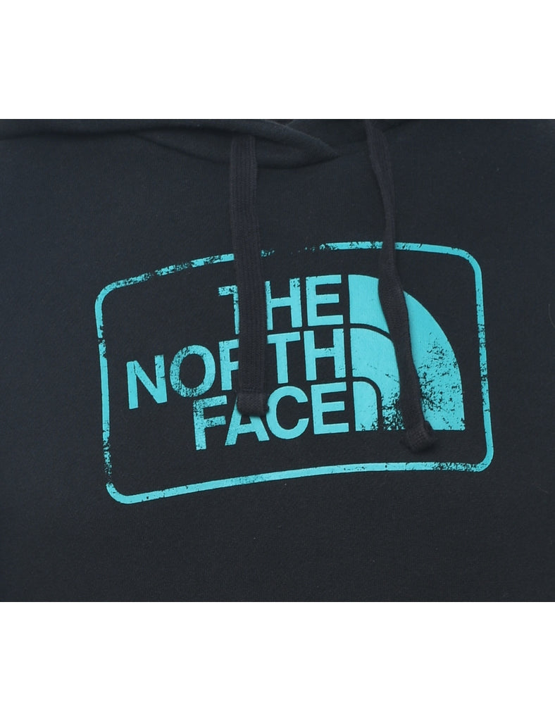 The North Face Printed Black & Light Blue Hoodie - S