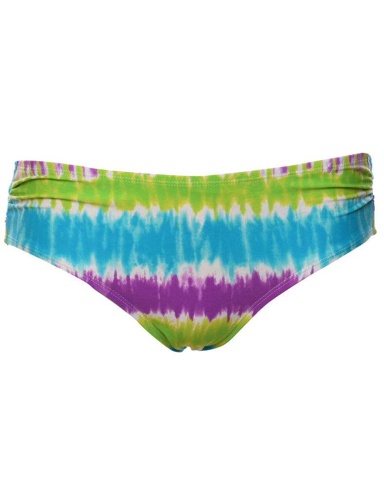 Tie-Dye Design Purple & Green Bikini Bottom - M
