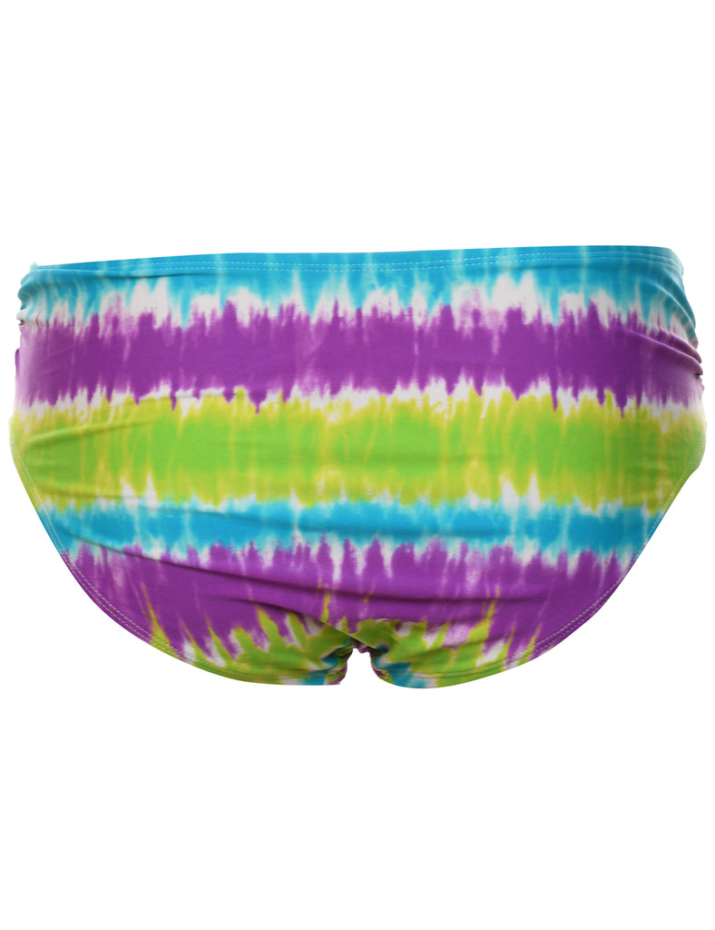 Tie-Dye Design Purple & Green Bikini Bottom - M