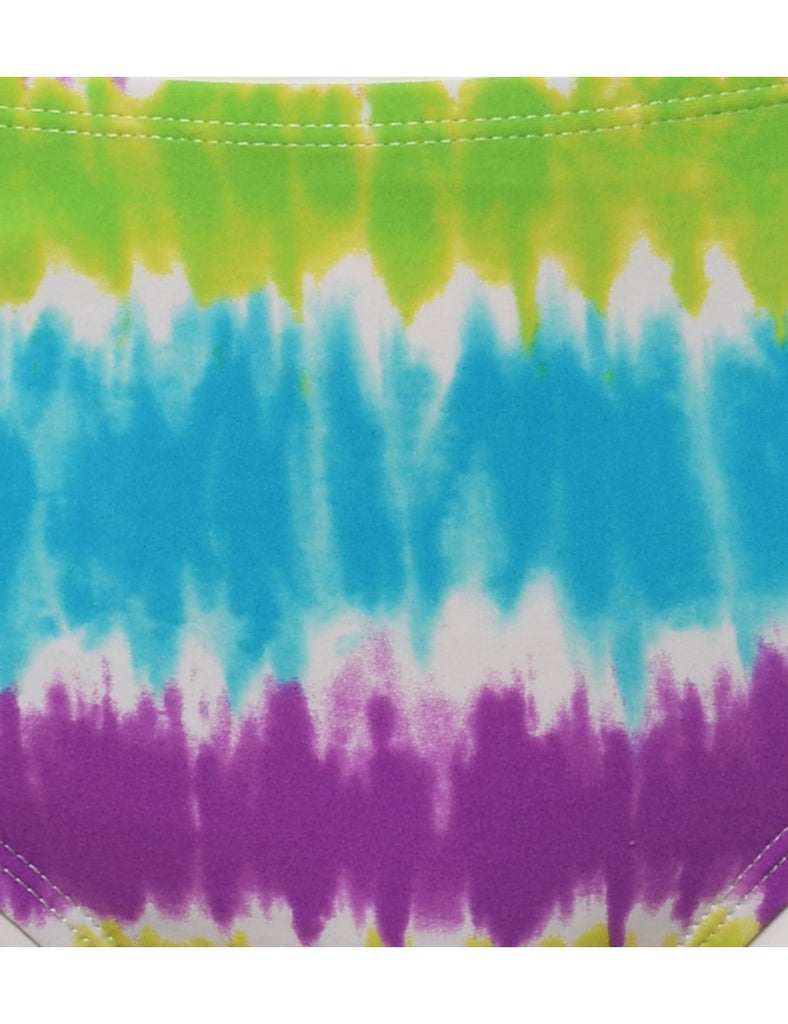 Tie-Dye Design Purple & Green Bikini Bottom - M