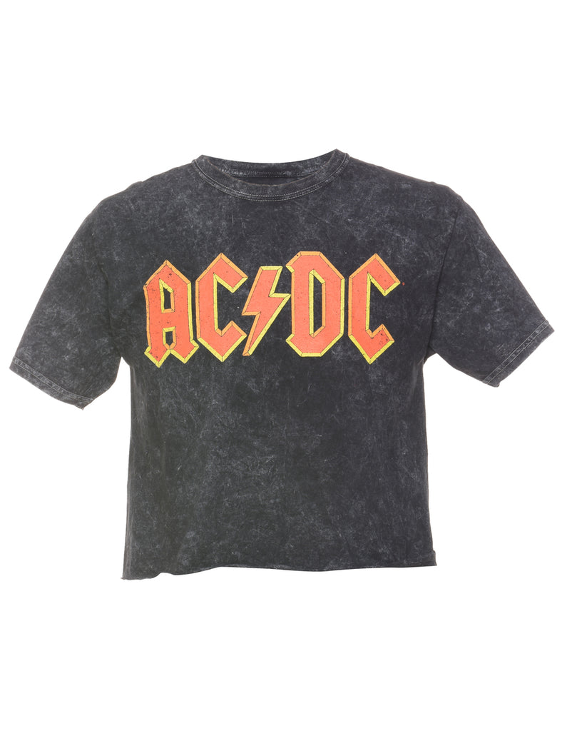Tie-dye Effect Cropped AC/DC Band T-shirt - M