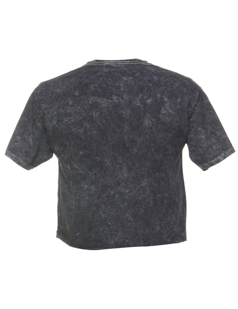 Tie-dye Effect Cropped AC/DC Band T-shirt - M