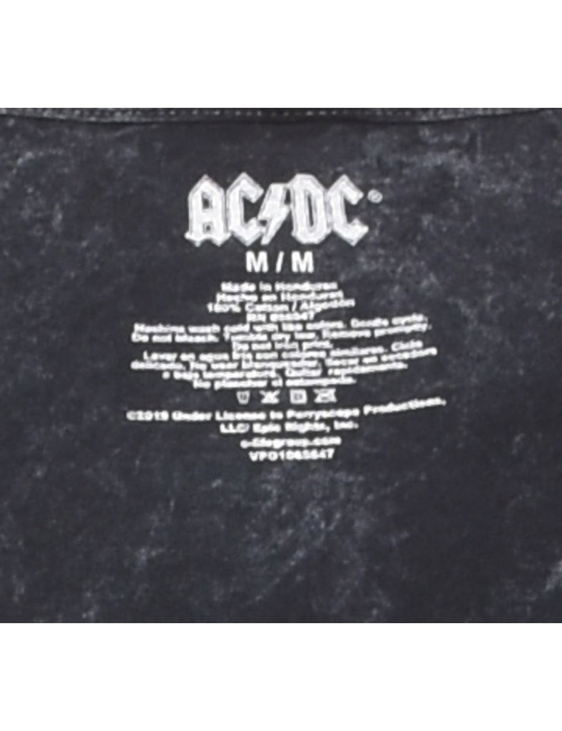 Tie-dye Effect Cropped AC/DC Band T-shirt - M