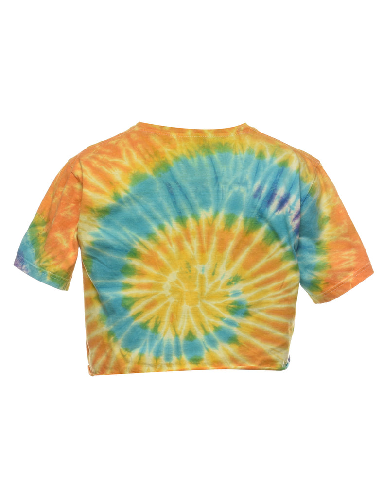 Tie-dye Effect Cropped Printed T-shirt - M
