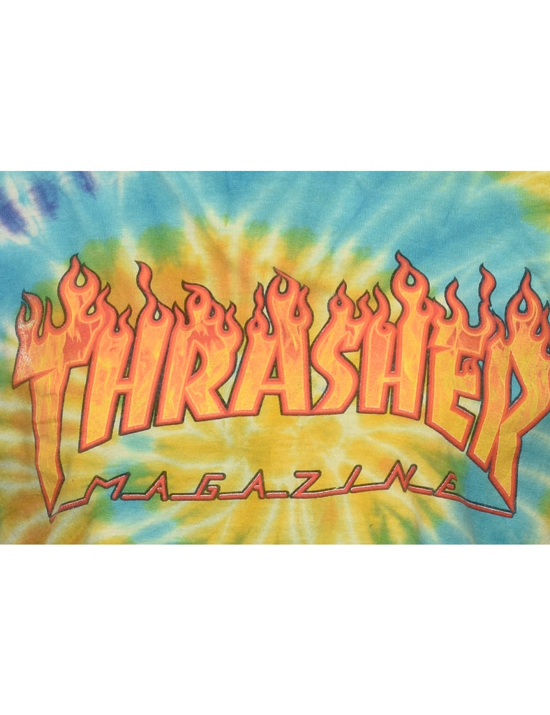 Tie-dye Effect Cropped Printed T-shirt - M