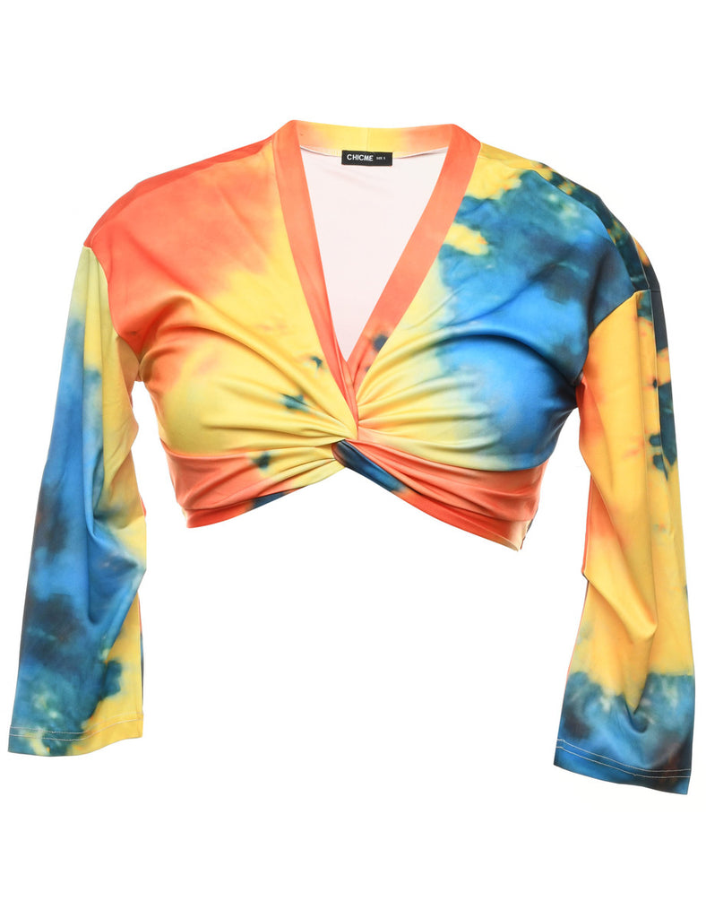 Tie Dye Effect Multi-Colour Cropped Top - S