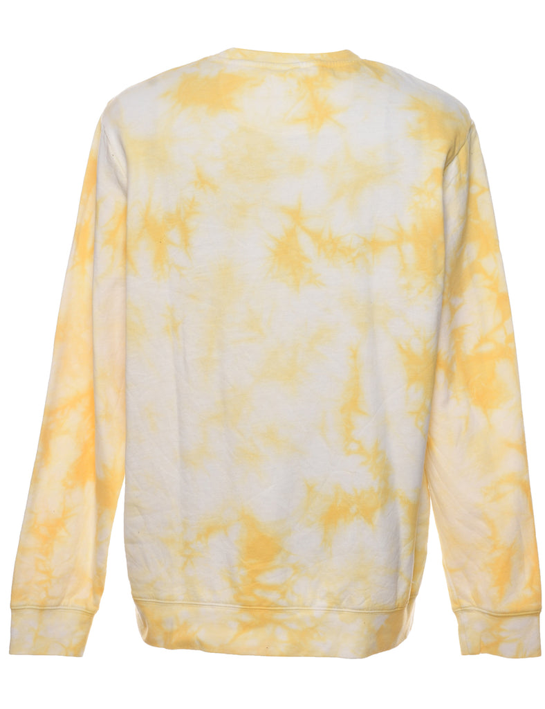 Tie Dyed National Geographic Society Pale Yellow & White Sweatshirt - XL