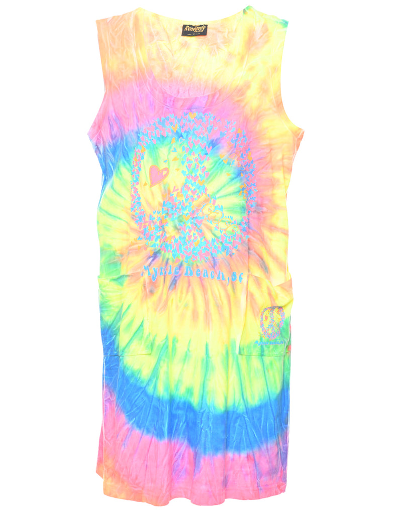 Tie Dyed Sleeveless Dress - L