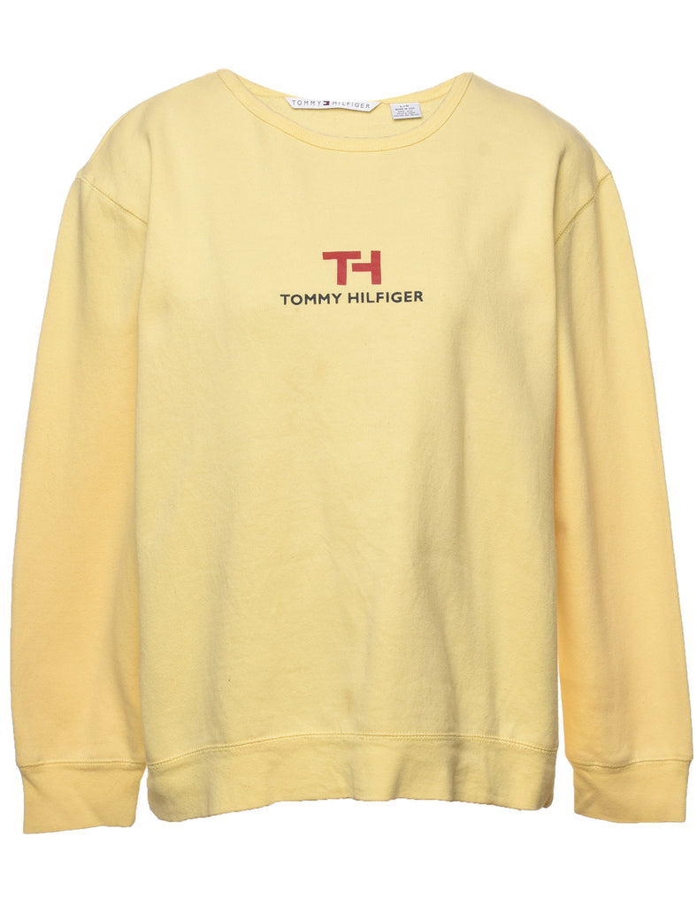 Tommy Hilfiger 1990s Pale Yellow Sweatshirt - L