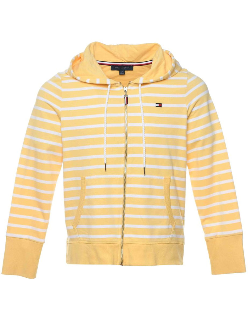 Tommy Hilfiger White & Yellow Striped Track Top - L