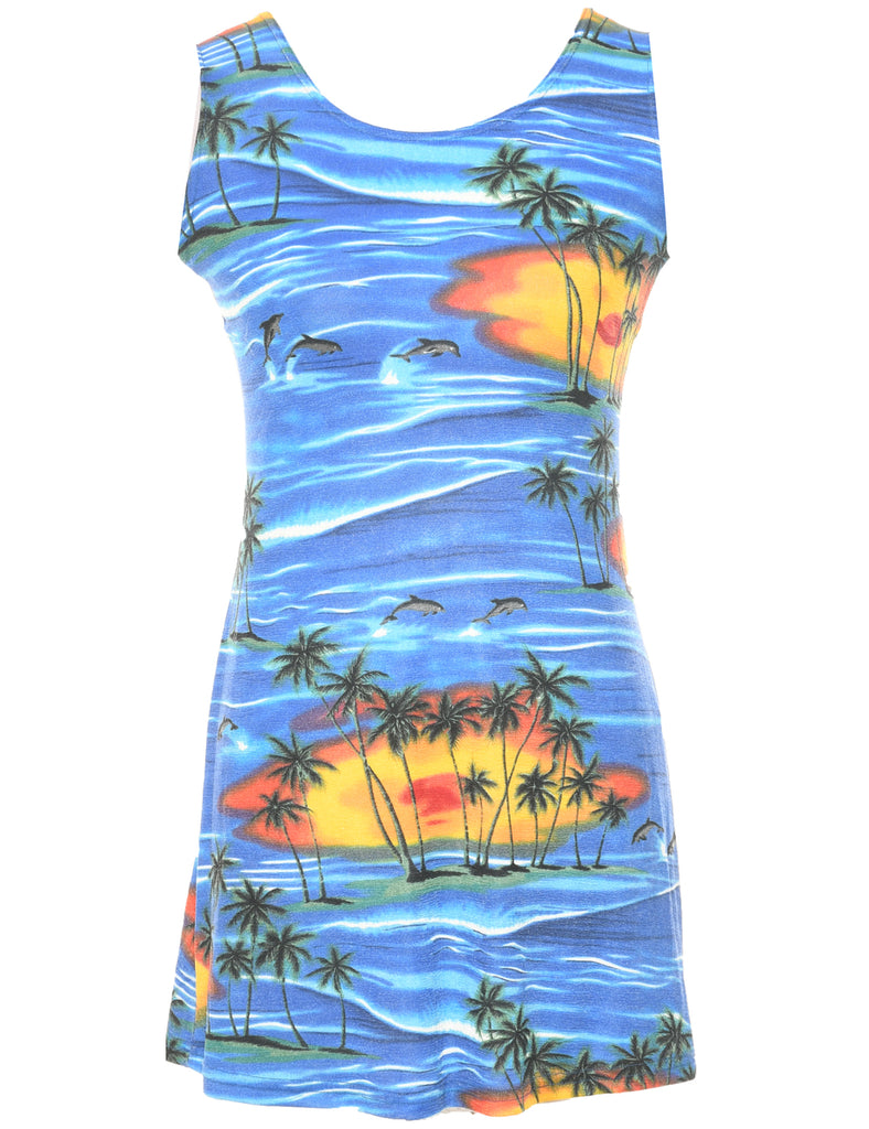 Tropical Print Mini Dress - S