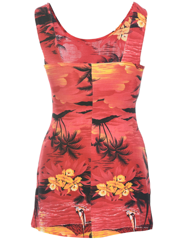 Tropical Print Mini Dress - XS