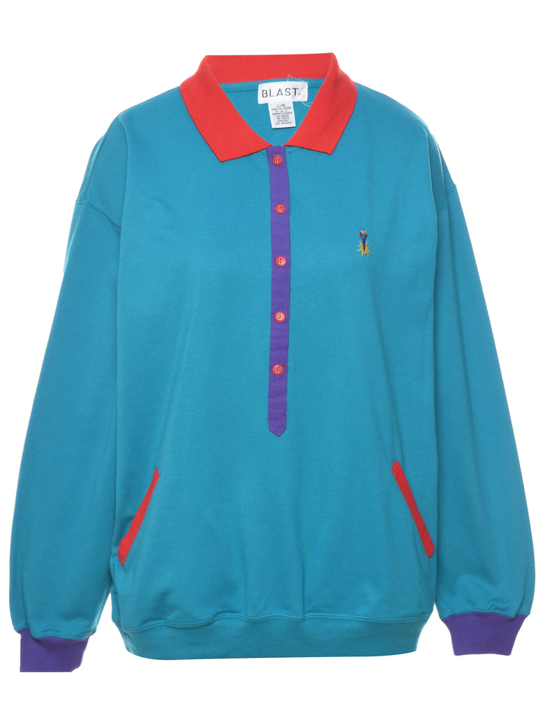 Turquoise, Purple & Red 1990s Sweatshirt - L