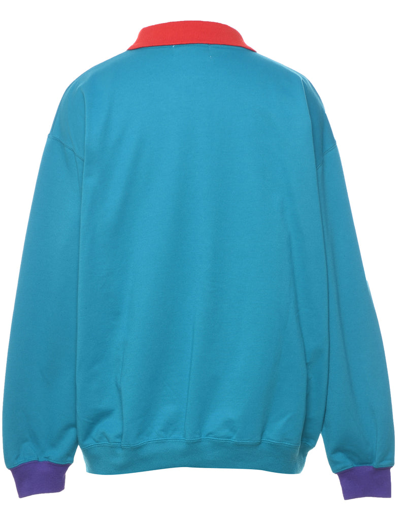Turquoise, Purple & Red 1990s Sweatshirt - L