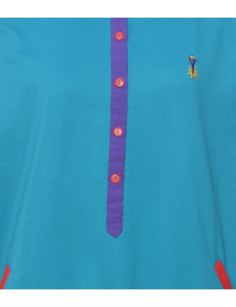 Turquoise, Purple & Red 1990s Sweatshirt - L