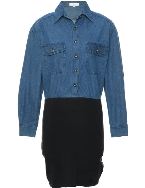 Women's Two Tone Denim Dress Denim, L