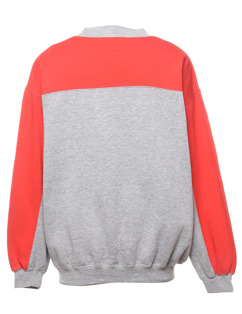 Two-Tone Red & Grey Plain Sweatshirt - L