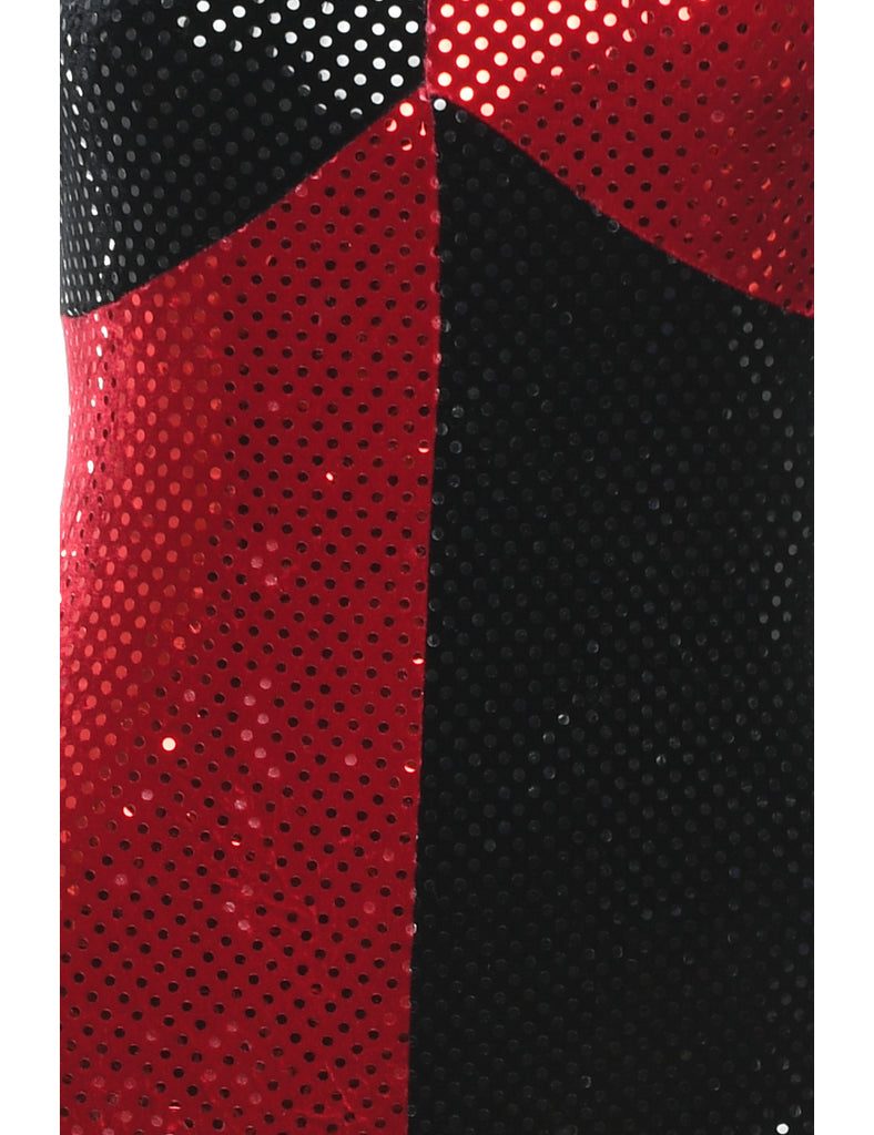 Two-Tone Sequined Black & Red Jumpsuit - S