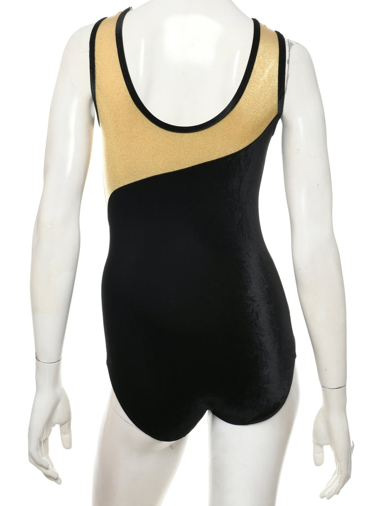 Two Tone Velvet One-piece Swimsuit - XS