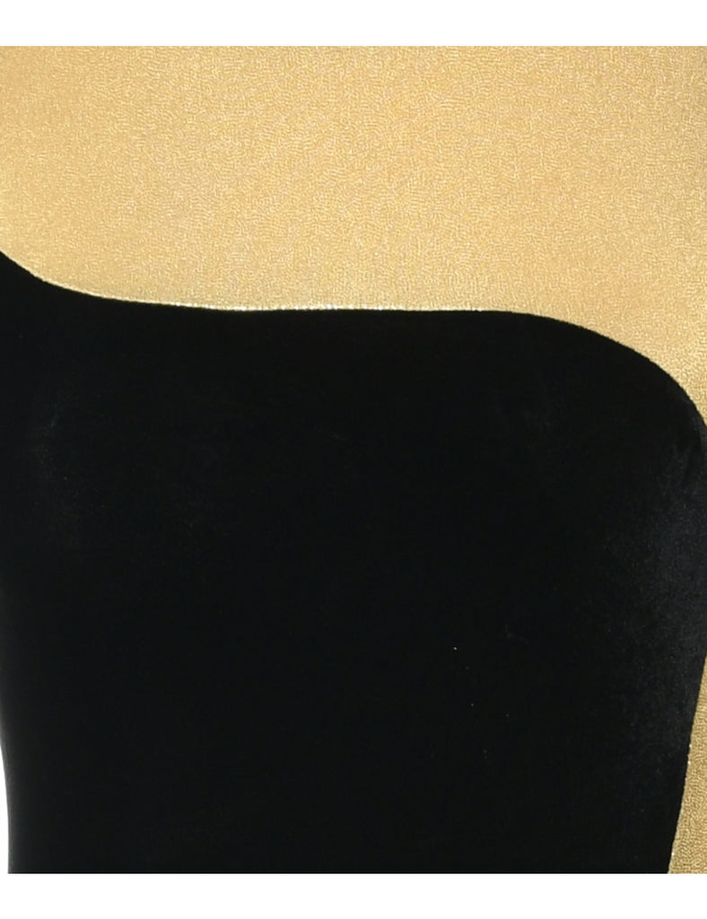 Two Tone Velvet One-piece Swimsuit - XS
